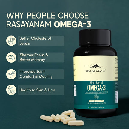 Rasayanam Plant Based Omega-3 Capsules, 1600 mg - 60 Capsules