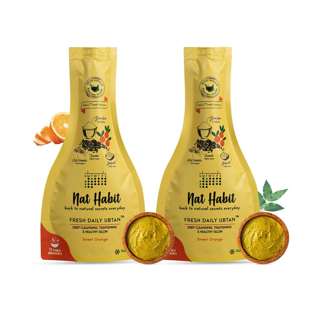 Nat Habit Fresh Sweet Orange Ubtan & Face Pack (40g x Pack of 2)
