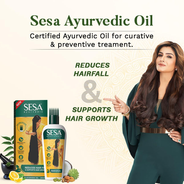 SESA Ayurvedic Hair Oil 200Ml + Anti Hairfall Shampoo 500Ml