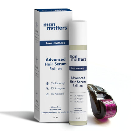 Man Matters Advanced Beard&Hair Serum Roll On 25Ml With Derma Roller 0.5 Mm