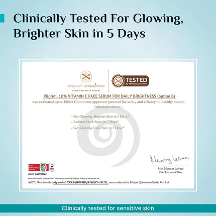 Pilgrim 10% Vitamin C Serum 30ml With 5% Niacinamide, Hyaluronic & Glycolic Acid-30ml