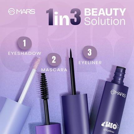 MARS TRIO Treat 3-IN-1 Eye Makeup Kit with Eyeliner, Mascara & Eyeshadow -24.50gm