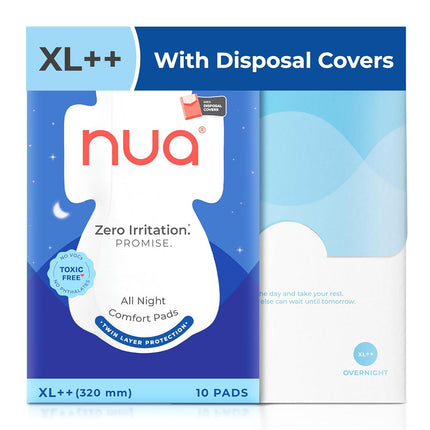 Nua All Night Comfort Sanitary Pads | Pack of 10 (XL++ 320mm)