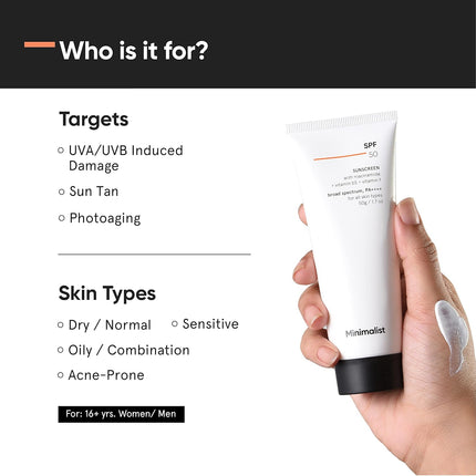 Minimalist Cream Sunscreen SPF 50 PA ++++ -50gm