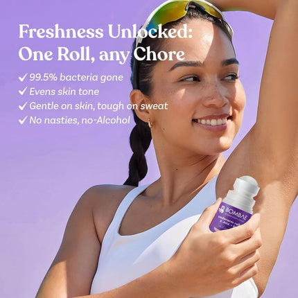 Bombae Underarm Roll on Deodorant 1% Salicylic Acid, 2% Glycolic Acid, 2% Lactic Acid| 5% AHA+BHA