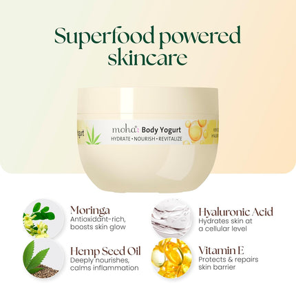 Moha Body Yogurt with Hemp Seed Oil, Hyaluronic Acid, Moringa & Vitamin E-250g