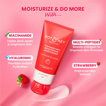 Dot & Key Strawberry Moisturizer | Niacinamide, Peptides & Hyaluronic Acid-80g
