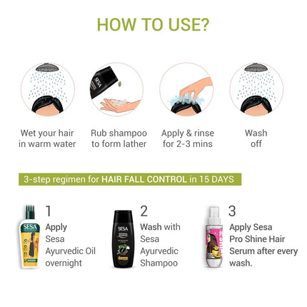 SESA Ayurvedic Hair Oil 200Ml + Ayurvedic Medicinal Shampoo 200Ml