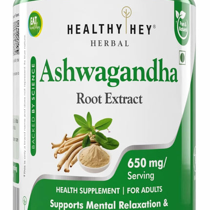 HealthyHey Herbal Ashwagandha root extract - 650 mg 120 vegetable capsules