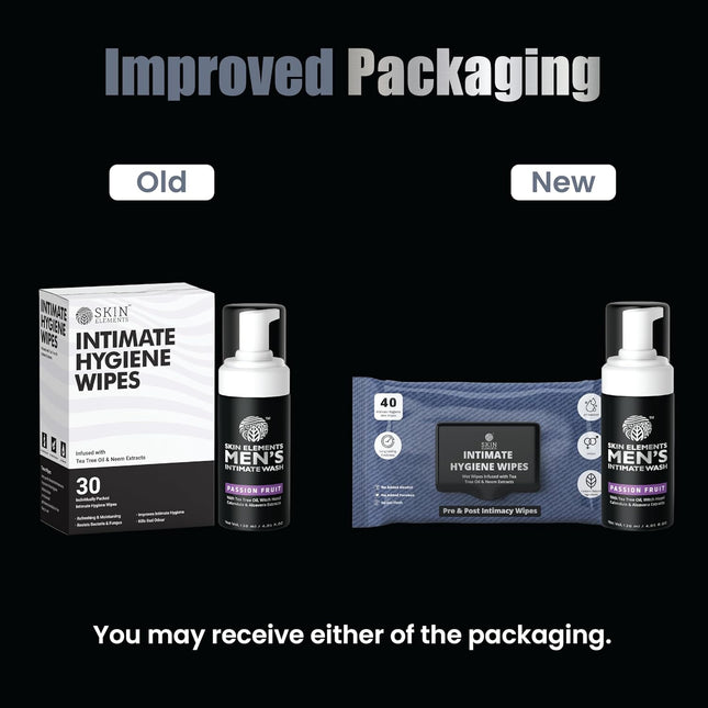 Skin Elements Intimate Hygiene Combo | Intimate Wash Men With Passion Fruit 120 ml+ 30 Wipes