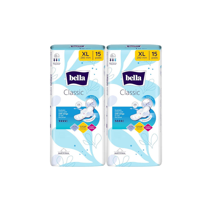 Bella Classic Maxi Softi Pads For Women | Sanitary Napkins Pack Of 2 | 15 Pcs Each