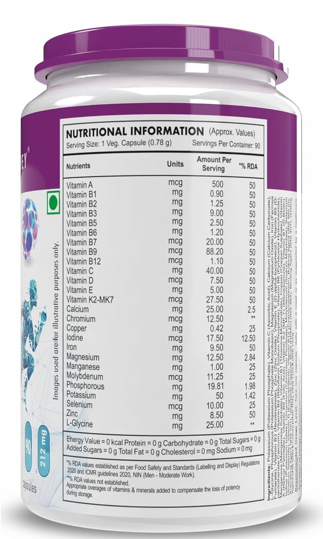 HealthyHey Nutrition MultiVitamin for Men - Multi-Vit Daily - 13 Vitamins & 12 Minerals - 90 Capsules