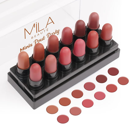 Mila Beauté 12 Creamy Matte Mini Pout Party Lipstick Kit-12g