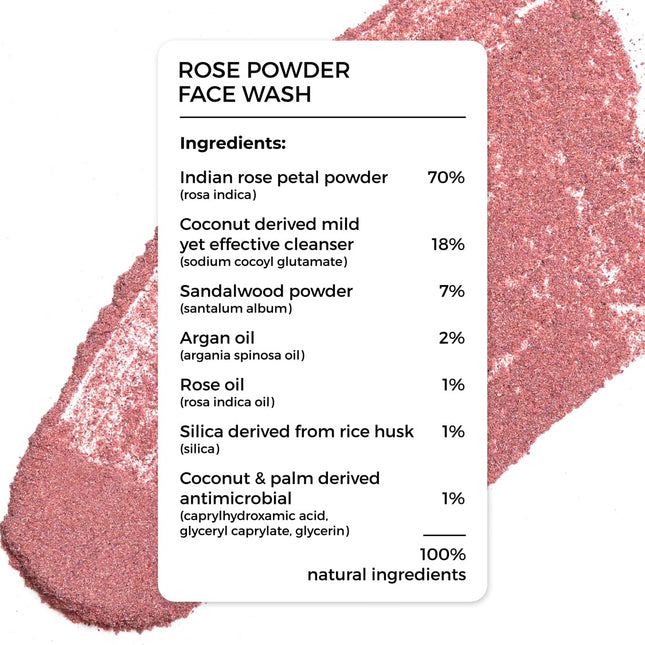 Brillare Rose Powder Sandalwood & Coconut, Anti-Ageing Face Wash