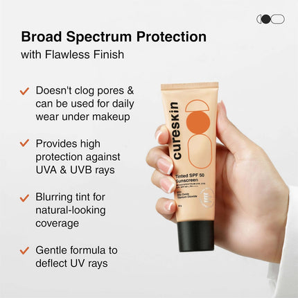 Cureskin Mineral Sunscreen Matte Finish Tinted SPF 50 PA++++50 g (Pack of 1)