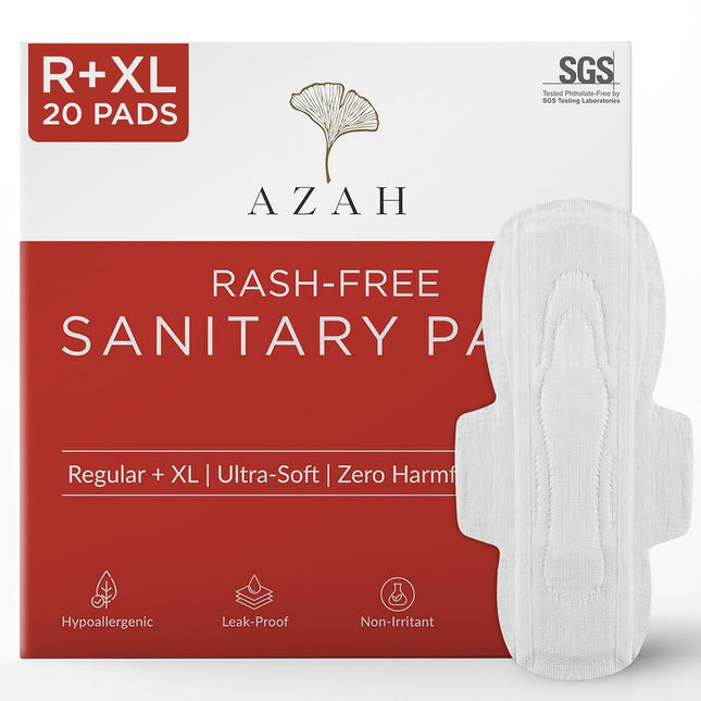 AZAH Sanitary Pads for Women (10 Reg + 10 XL) [Pack of 20]