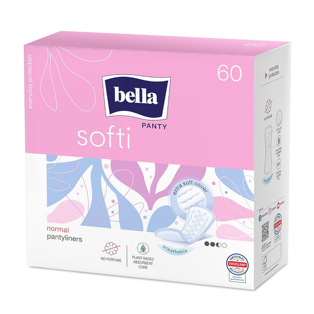 Bella Panty Softi Panty Liners For Women 151 Mm Long With Anatomical Shape And Extra Soft Cover (Pack Of 60)