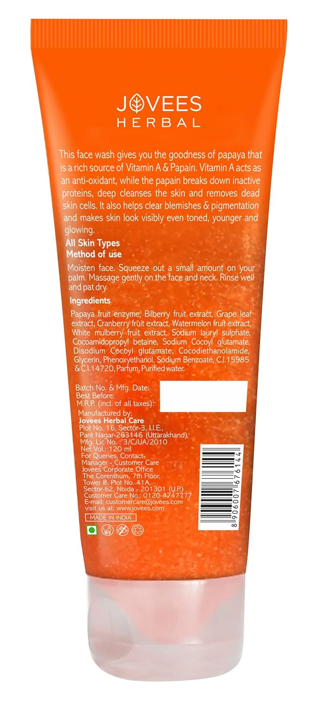 Jovees Herbal Papaya Face Wash For All Skin Types | For Men & Women - 120ML