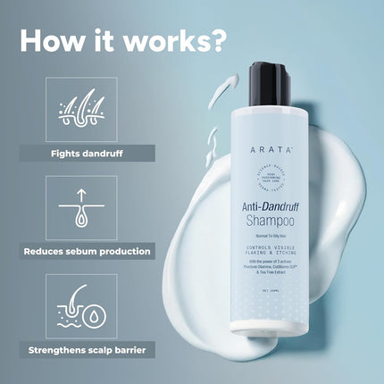 Arata Anti-Dandruff Shampoo | With Neem, Tea Tree Oil & Piroctone Olamine -200ml