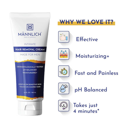 Mannlich Intimate/Private Hair Removal Cream for Men (100 ml