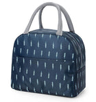 WEZOSHINET Insulated Lunch Bags for Women Work Student Kids to School Waterproof Thermal Cooler Tote Bag Picnic Organizer Storage Tiffin Box Portable and Reusable (Blue Leaf)