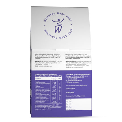 Be Bodywise Biotin Hair Gummies for Stronger, Shinier Hair & Nails | With Biotin, Zinc, Folic Acid, Fibre & Multivitamin