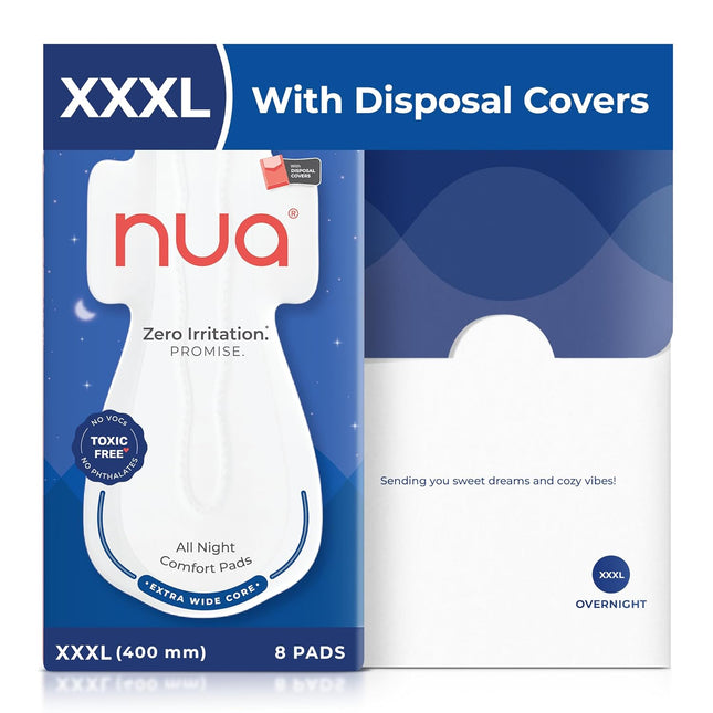 Nua All Night Comfort Sanitary Pads | Pack of 8 (XXXL 400mm)
