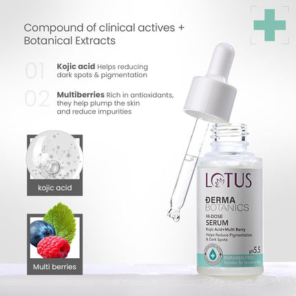Lotus Herbals Dermabotanics Kojic Acid + Multi Berry Hi-Dose Serum-28ML