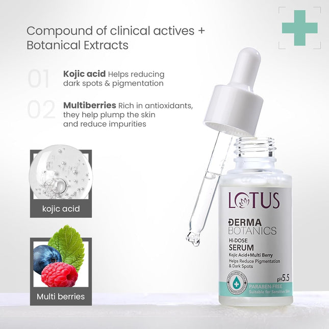 Lotus Herbals Dermabotanics Kojic Acid + Multi Berry Hi-Dose Serum-28ML