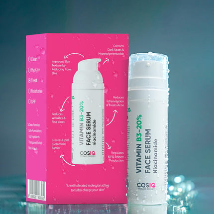 Cos-IQ 20% Niacinamide Face Serum with Vit B3 & Hyaluronic Acid | 30ml