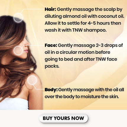 TNW-THE NATURAL WASH Pure Almond Oil 100 ml | With Vitamin E | Organic Virgin Cold-Pressed Oil