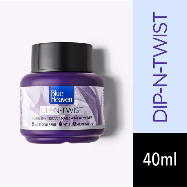 Blue Heaven Dip-N-Twist Nail Polish Remover, Infused with Vitamin E and Almond Oil,-40ml