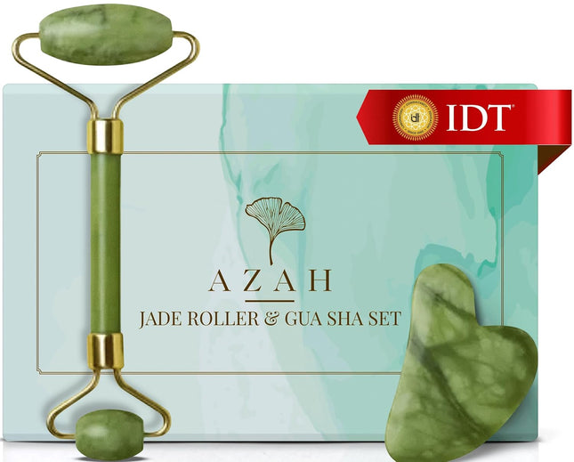 AZAH Gua Sha Stone and Jade Roller for Face Massage