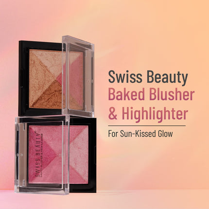Swiss Beauty Baked Shimmer Blusher And Highlighter Palette -7g