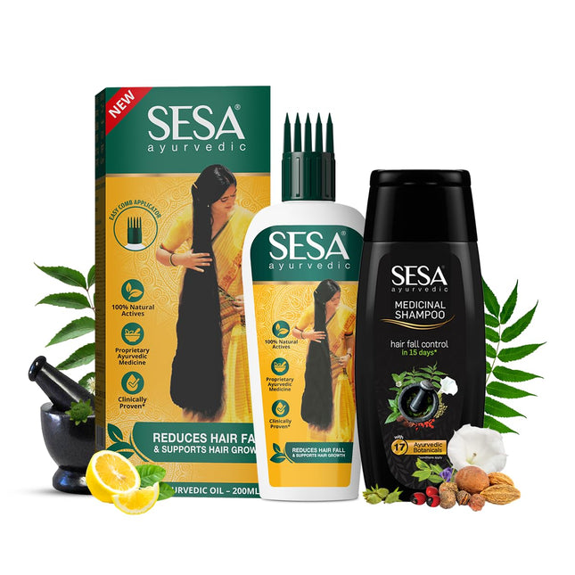 SESA Ayurvedic Hair Oil 200Ml + Ayurvedic Medicinal Shampoo 200Ml