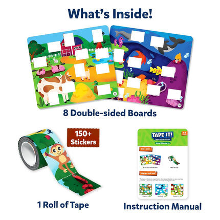 Skillmatics Puzzle Activity - Tape It Animals, 150+ Easy-Tear Stickers, Art & Craft Kit for Kids Ages 4, 5, 6, 7, 8