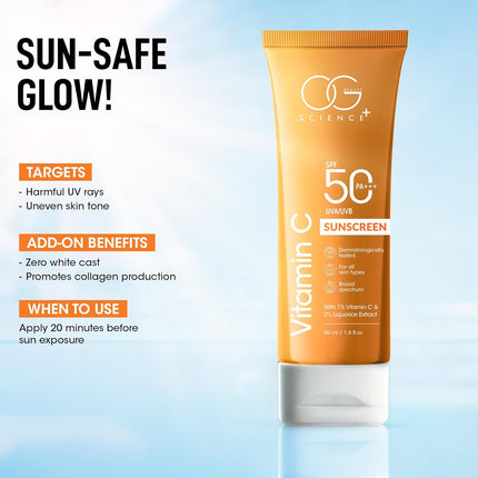 OG BEAUTY All Skin SCIENCE SPF 50 PA+++ Sunscreen | 1% Vitamin C-50ml