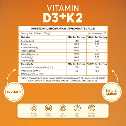 Rasayanam Vitamin D3 K2-120 Veg Tablets
