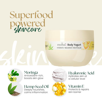 Moha Body Yogurt with Hemp Seed Oil, Hyaluronic Acid, Moringa & Vitamin E-250g