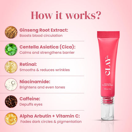 Clayco Ginseng Cica Under Eye Cream with Retinal -15g