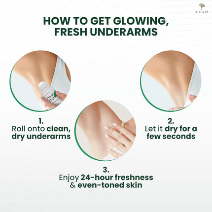 Azah Fresh Start Underarm Roll-On Deodorant For Women 6.5% AHA, 50 ml1% Kojic & 1% Salicylic Acid, 2.5% Niacinamide