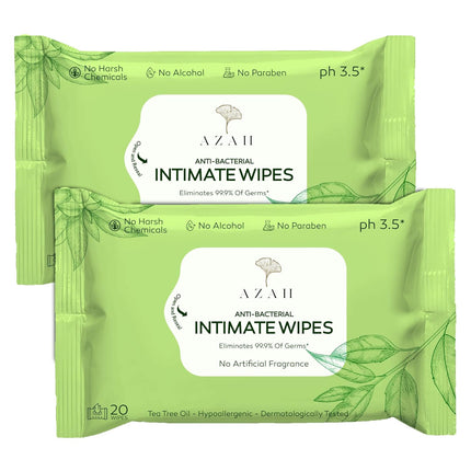AZAH Intimate Wipes for Women | AntiBacterial Vaginal Wipes Pack of 40