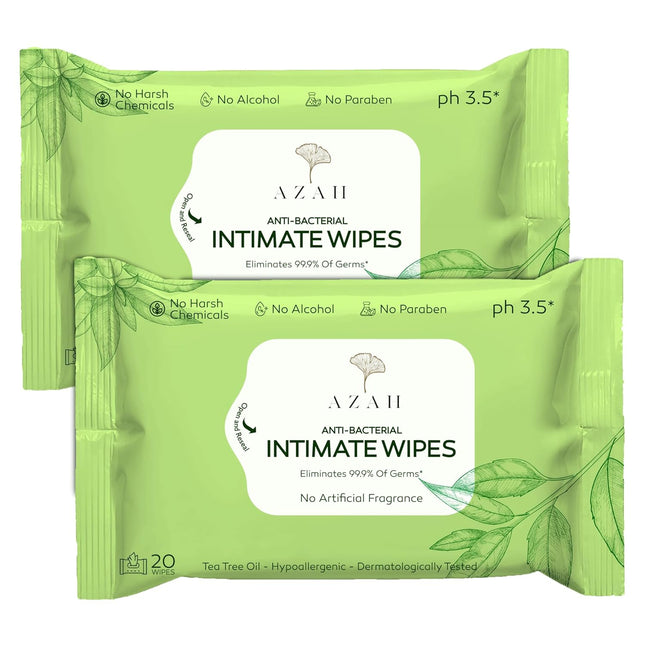 AZAH Intimate Wipes for Women | AntiBacterial Vaginal Wipes Pack of 40