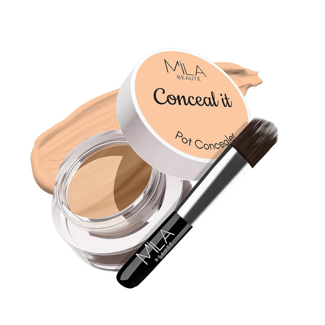 Mila Beauté Conceal It Pot Concealer with Brush | Enriched With SPF 15 and Vitamin E