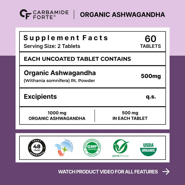 Carbamide Forte Ashwagandha Tablets 1000mg-60 Tablets