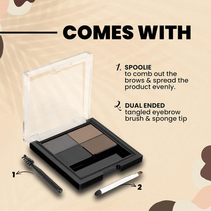 MARS 4 in 1 Eyebrow Powder Cake with Angled Eyebrow Brush and Spoolie - 8g