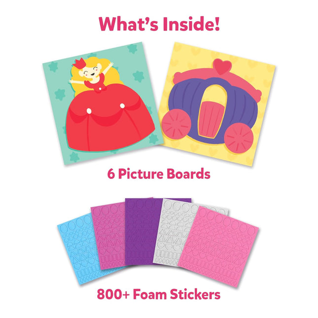Skillmatics Sticker Art Activity Unicorns & Princesses, Mess-Free Fun for Kids, 800+ 3D Foam Stickers