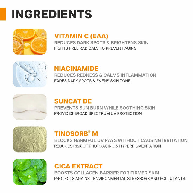 DERMATOUCH Niacinamide 2% Vitamin C Sunscreen for glowing skin | SPF 50+ PA ++++ | 30g