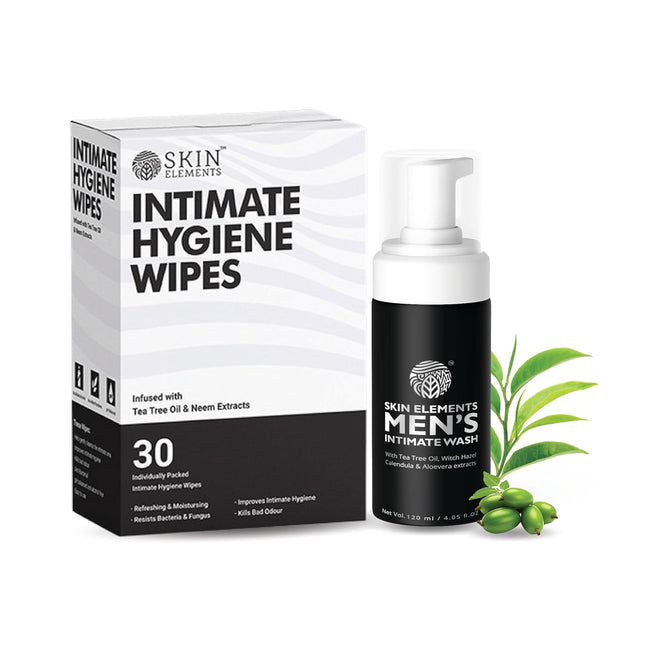 Skin Elements Intimate Hygiene Combo | Intimate Wash Men 120 ml & 30 Wipes