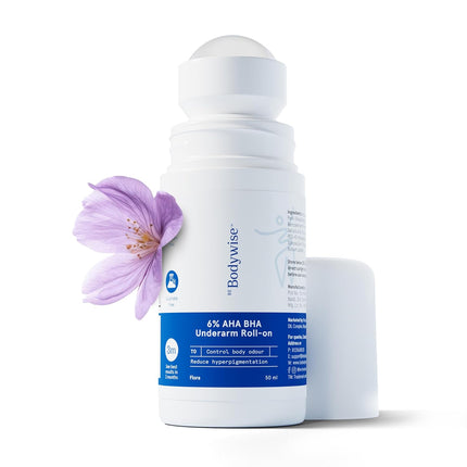 Be Bodywise 6% AHA BHA Underarm Roll On Deodorant,Flora Fragrance,1% Mandelic, 4% Lactic,1% Salicylic & Kojic Acid-50ML